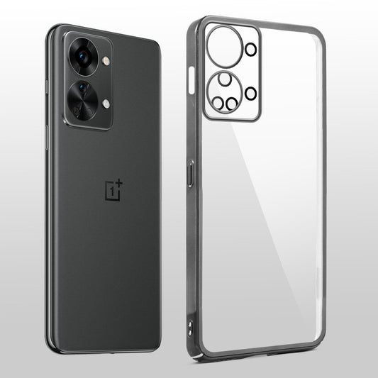 Crystal Clear Transparent Premium Shiny colorful Edges Hard Back Case For OnePlus Nord 2T 5G