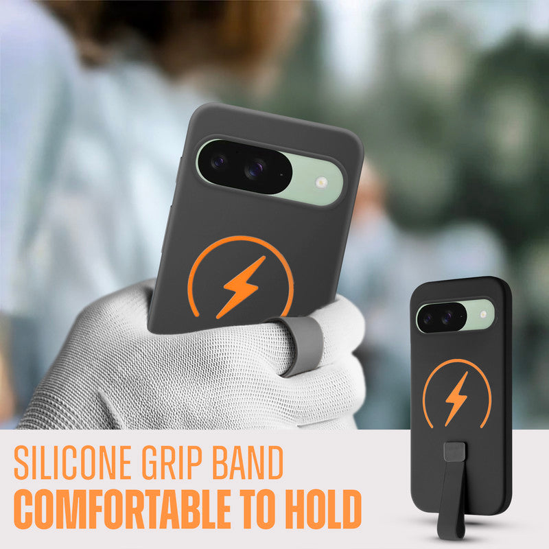 Compact and Stylish Silicon Finish Hard Cover For Google Pixel 9 with Integrated Grip Strap & MagSafe Charging Support