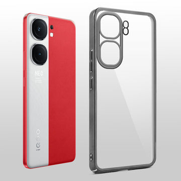 Crystal Clear Transparent Premium Shiny colorful Edges Hard Back Case For iQOO Neo 9 Pro 5G