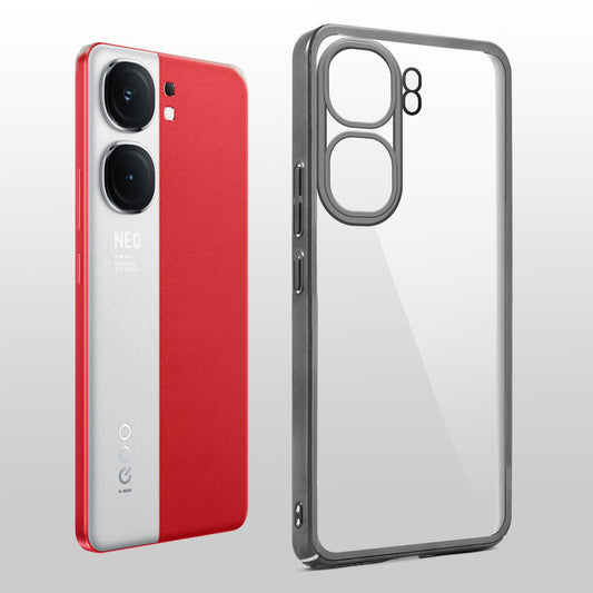 Crystal Clear Transparent Premium Shiny colorful Edges Hard Back Case For iQOO Neo 9 Pro 5G