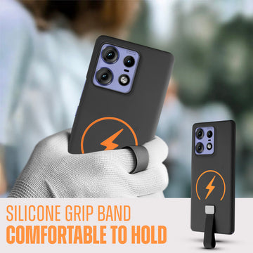Compact and Stylish Silicon Finish Hard Cover For Motorola Moto Edge 50 Pro 5G with Integrated Grip Strap & MagSafe Charging Support