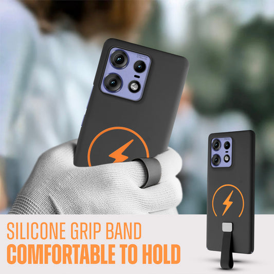 Compact and Stylish Silicon Finish Hard Cover For Motorola Moto Edge 50 Pro 5G with Integrated Grip Strap & MagSafe Charging Support
