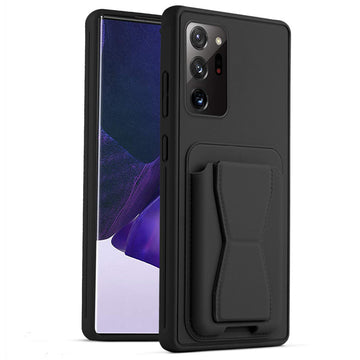 All in One Premium Leather Back Cover for Samsung Note 20 Ultra 5G with Card Slot & Foldable Grip Holder