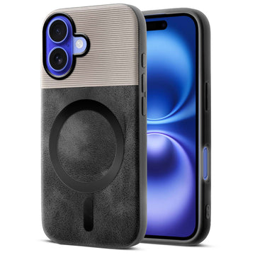Smooth PU Leather Back Cover for Apple iPhone 16 , MagSafe Support & Soft Fabric Inside