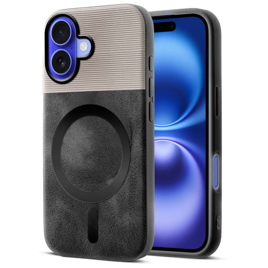 Smooth PU Leather Back Cover for Apple iPhone 16 , MagSafe Support & Soft Fabric Inside