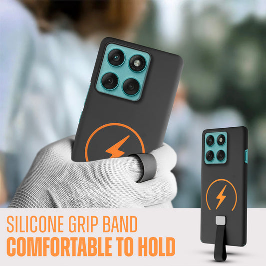 Compact and Stylish Silicon Finish Hard Cover For Motorola Moto Edge 60 Pro with Integrated Grip Strap & MagSafe Charging Support