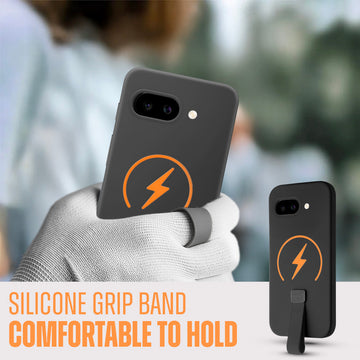 Compact and Stylish Silicon Finish Hard Cover For Google Pixel 9A with Integrated Grip Strap & MagSafe Charging Support