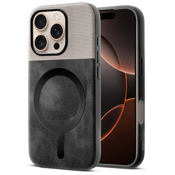 Smooth PU Leather MagSafe Back Cover for Apple iPhone 16 Pro