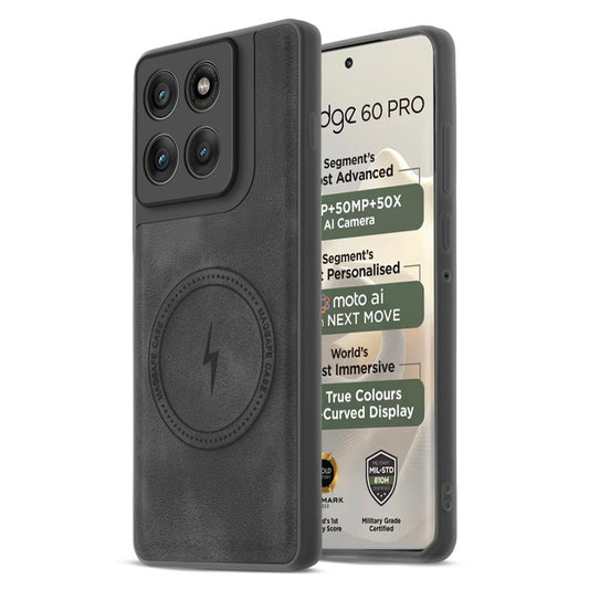 Refined PU Leather Case for Motorola Moto Edge 60 Pro 5G , with Support for MagSafe & Wireless Accessories