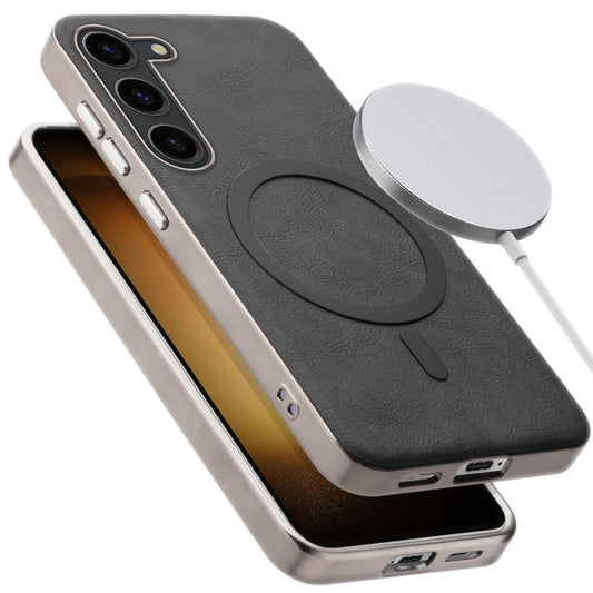 Premium Faux Leather MagSafe Compatible Case for Samsung S23 5G With Metal Finish Edges