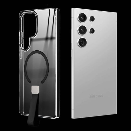 Exquisite MagSafe Transparent Case for Samsung S24 Ultra 5G with Strap , Hard Back Cover with Long Lasting Anti Yellowing Protection