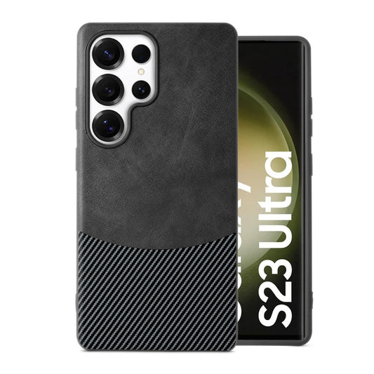 Modern Hybrid PU Leather With Checks Design Back Case For Samsung S23 Ultra 5G with Sophisticated Style