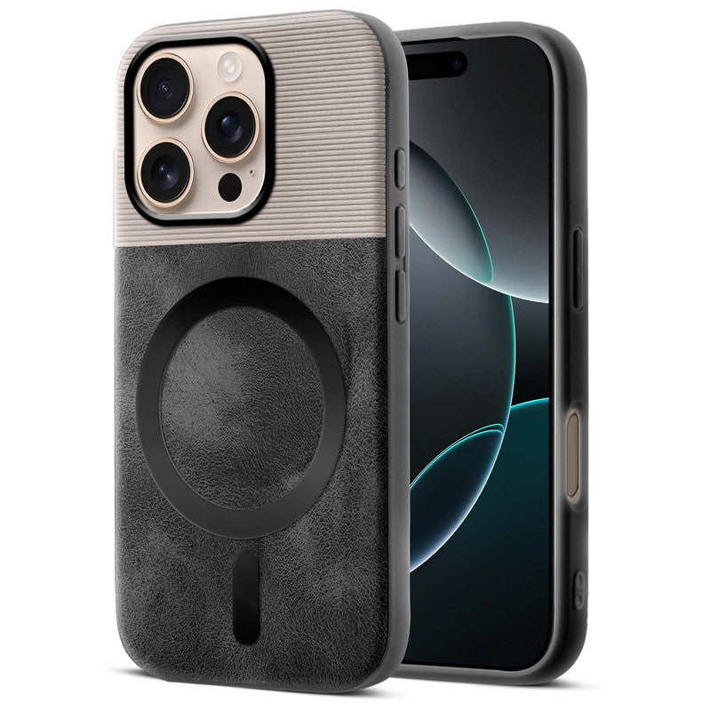 Smooth PU Leather MagSafe Back Cover for Apple iphone 16 Pro Max