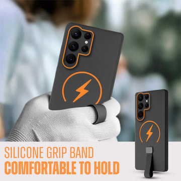 Compact and Stylish Silicon Finish Hard Cover For Samsung S22 Ultra 5G with Integrated Grip Strap & MagSafe Charging Support
