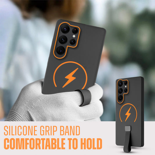 Compact and Stylish Silicon Finish Hard Cover For Samsung S22 Ultra 5G with Integrated Grip Strap & MagSafe Charging Support