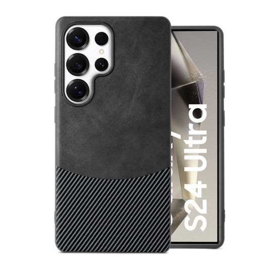 Modern Hybrid PU Leather With Checks Design Back Case For Samsung S24 Ultra 5G with Sophisticated Style