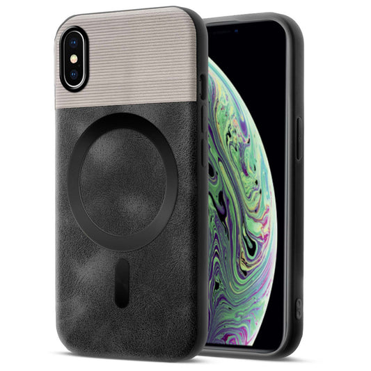 Smooth PU Leather Back Cover for Apple iPhone XS , MagSafe Support & Soft Fabric Inside