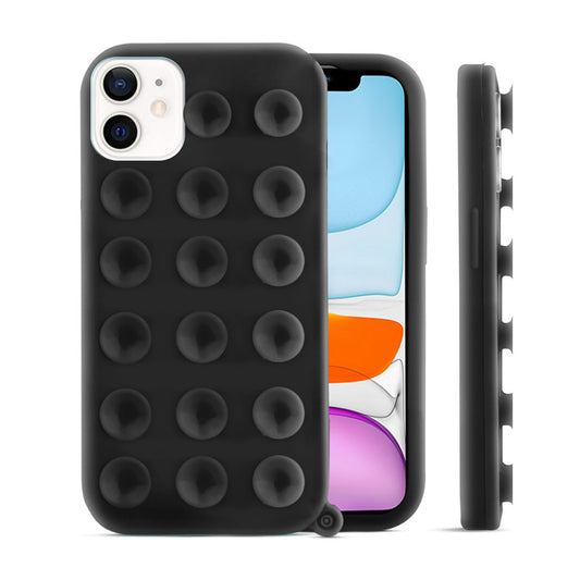 Glossy Colorful Liquid Silicone Comfort Grip Suction Case for Apple iPhone 11 with Soft Touch Matte Finish & Built in Suction Pads