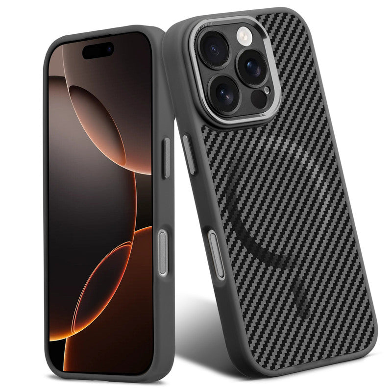 Premium Tech Weave Design With Wireless Charging Support Compatible Back Case For Apple iPhone 16 Pro