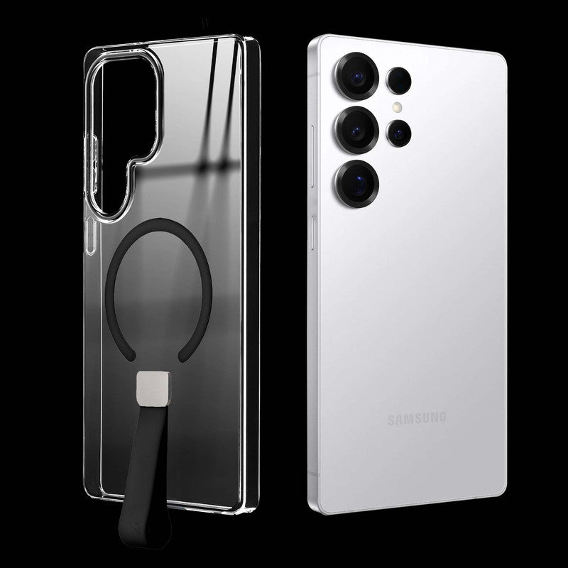 Exquisite MagSafe Transparent Case for Samsung S25 Ultra 5G with Strap , Hard Back Cover with Long Lasting Anti Yellowing Protection
