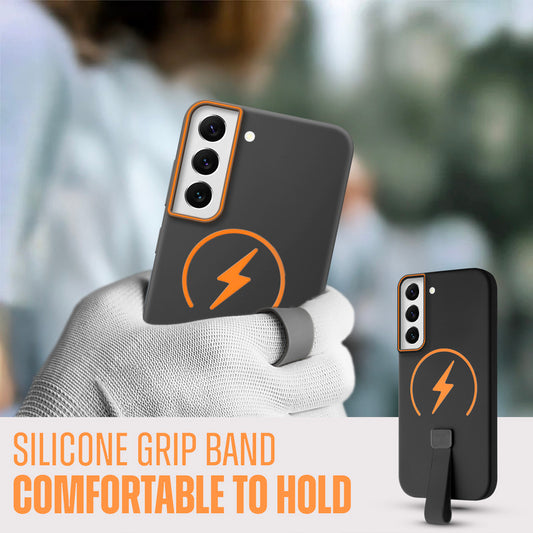 Compact and Stylish Silicon Finish Hard Cover For Samsung S21 FE with Integrated Grip Strap & MagSafe Charging Support