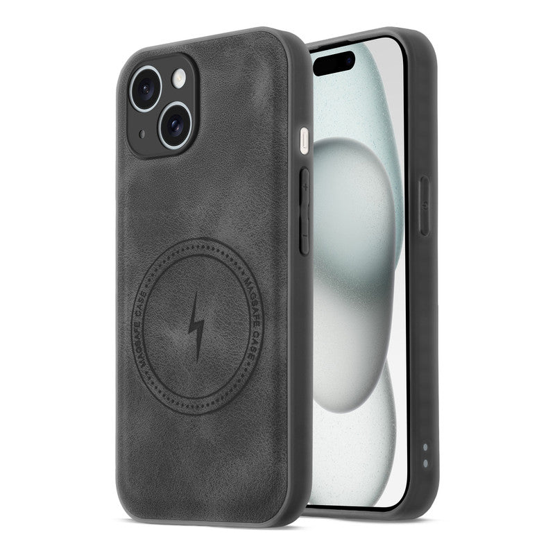 Refined PU Leather Case for Apple iPhone 15 , with Support for MagSafe & Wireless Accessories