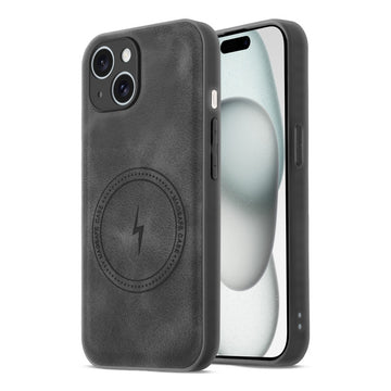 Refined PU Leather Case for Apple iPhone 15 , with Support for MagSafe & Wireless Accessories