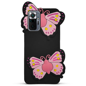 3D Vibrant Butterfly Silicone Phone Case For Redmi Note 10 Pro