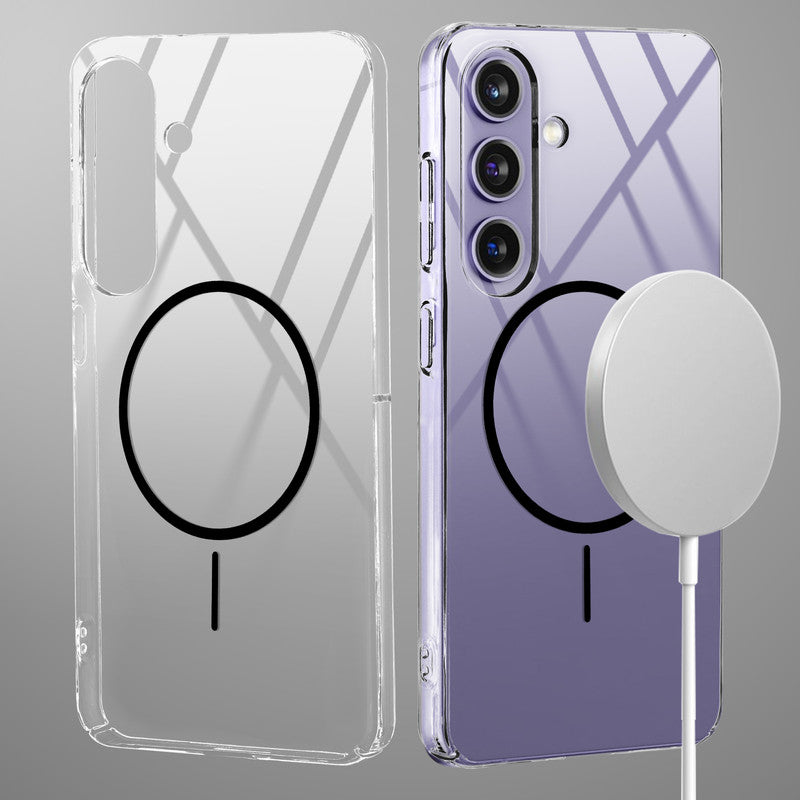 Crystal Clear Transparent Hard Back Anti-Yellowing with MagSafe Compatibility Phone Case For Samsung S24 5G