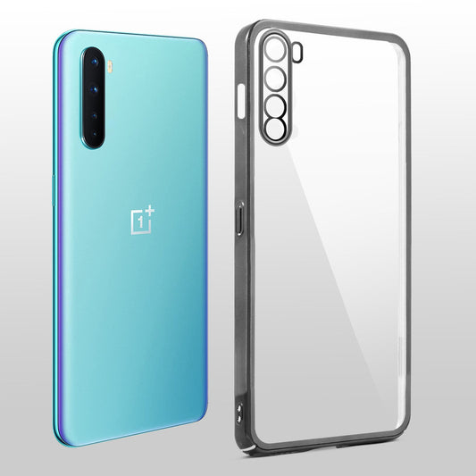 Crystal Clear Transparent Premium Shiny colorful Edges Hard Back Case For OnePlus Nord 5G