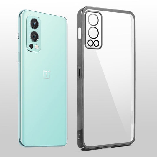 Crystal Clear Transparent Premium Shiny colorful Edges Hard Back Case For OnePlus Nord 2 5G