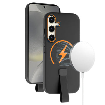 Compact and Stylish Silicon Finish Hard Cover For Samsung S24 5G with Integrated Grip Strap & MagSafe Charging Support