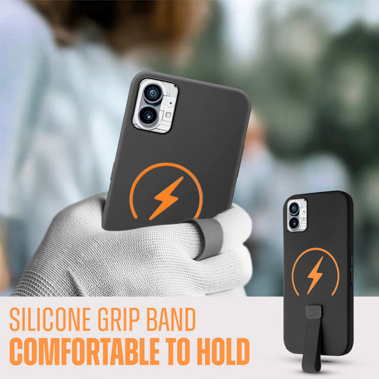 Compact and Stylish Silicon Finish Hard Cover For Nothing Phone 1 with Integrated Grip Strap & MagSafe Charging Support