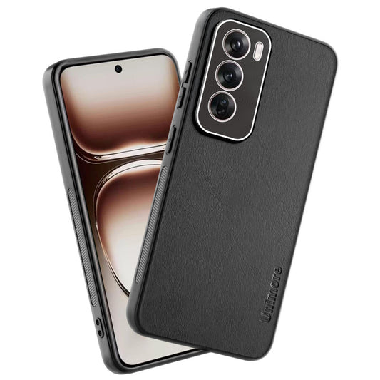 Unimore Leather Hard Case with Shiny Camera Protection For Oppo Reno 12 Pro 5G