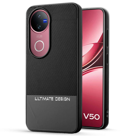 Two-Tone Back Cover with Pyramid Texture & Vegan Leather Finish for Vivo V50 5G - Where Style Meets Function
