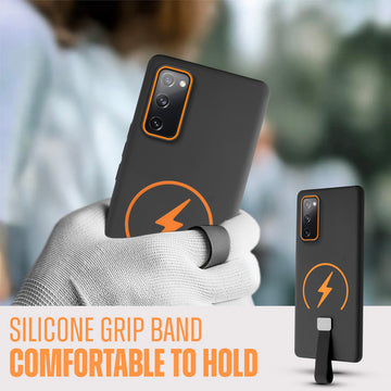 Compact and Stylish Silicon Finish Hard Cover For Samsung S20 FE 5G with Integrated Grip Strap & MagSafe Charging Support