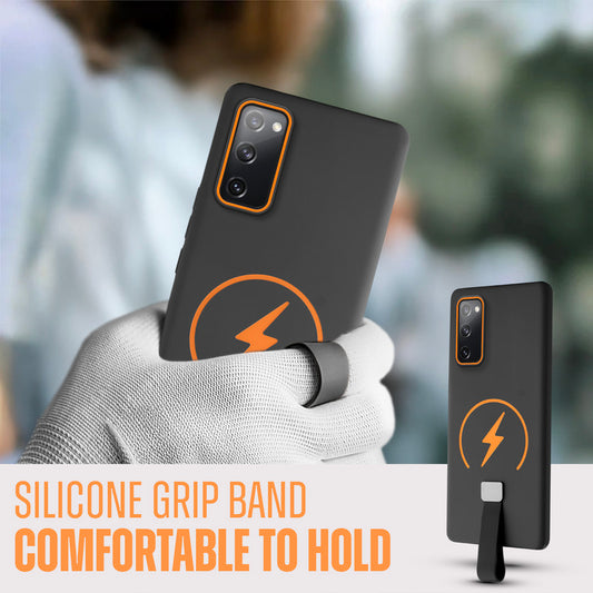 Compact and Stylish Silicon Finish Hard Cover For Samsung S20 FE 5G with Integrated Grip Strap & MagSafe Charging Support