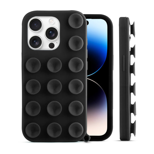 Glossy Colorful Liquid Silicone Comfort Grip Suction Case for Apple iPhone 14 Pro with Soft Touch Matte Finish & Built in Suction Pads