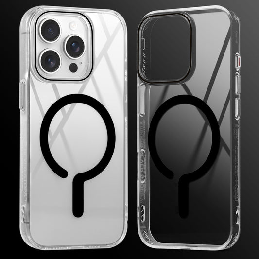 Crystal Clear Airbag Bumper MagSafe Compatible Back Case For Apple iPhone 15 Pro with Metal Finish Buttons