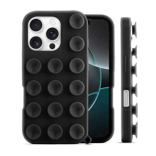Glossy Colorful Liquid Silicone Comfort Grip Suction Case for Apple iphone 16 Pro Max with Soft Touch Matte Finish & Built in Suction Pads