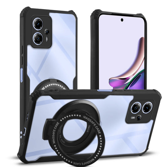Premium Acrylic Transparent Case with Matte Ring Holder Kickstand Back Cover for Motorola Moto G13