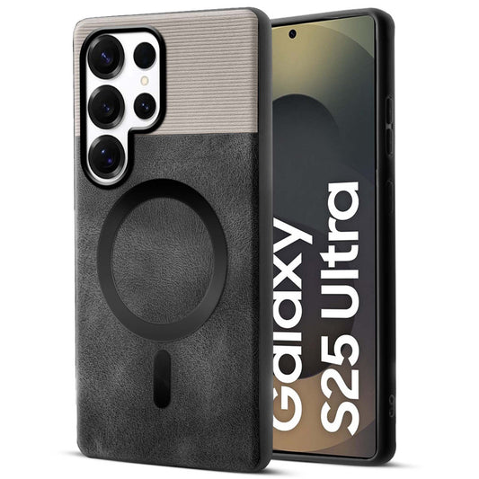 Smooth PU Leather Back Cover for Samsung S25 Ultra 5G , MagSafe Support & Soft Fabric Inside
