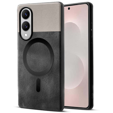 Smooth PU Leather Back Cover for Samsung S25 Edge 5G , MagSafe Support & Soft Fabric Inside