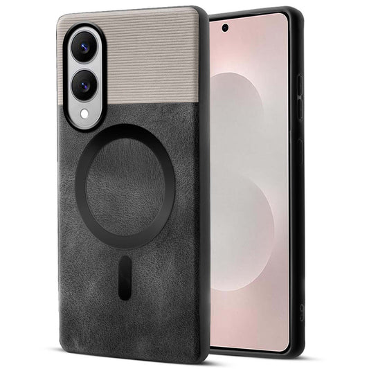 Smooth PU Leather Back Cover for Samsung S25 Edge 5G , MagSafe Support & Soft Fabric Inside