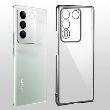 Crystal Clear Transparent Premium Shiny colorful Edges Hard Back Case For Vivo V27 Pro 5G