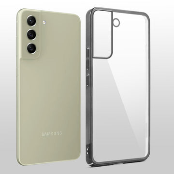 Crystal Clear Transparent Premium Shiny colorful Edges Hard Back Case For Samsung S21 FE 5G
