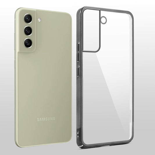 Crystal Clear Transparent Premium Shiny colorful Edges Hard Back Case For Samsung S21 FE 5G