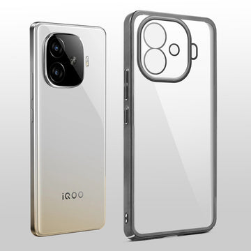 Crystal Clear Transparent Premium Shiny colorful Edges Hard Back Case For iQOO Z9 Turbo 5G