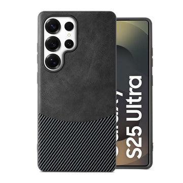 Modern Hybrid PU Leather With Checks Design Back Case For Samsung S25 Ultra 5G with Sophisticated Style