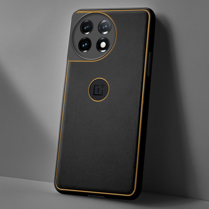 Electroplated Frame Leather Back Cover for OnePlus 11 5G